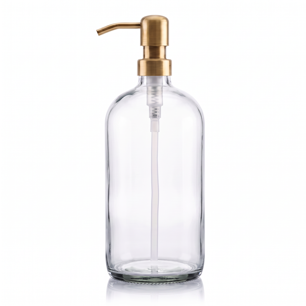 1 Litre Flint Glass Boston Soap Dispenser with Brass Pump