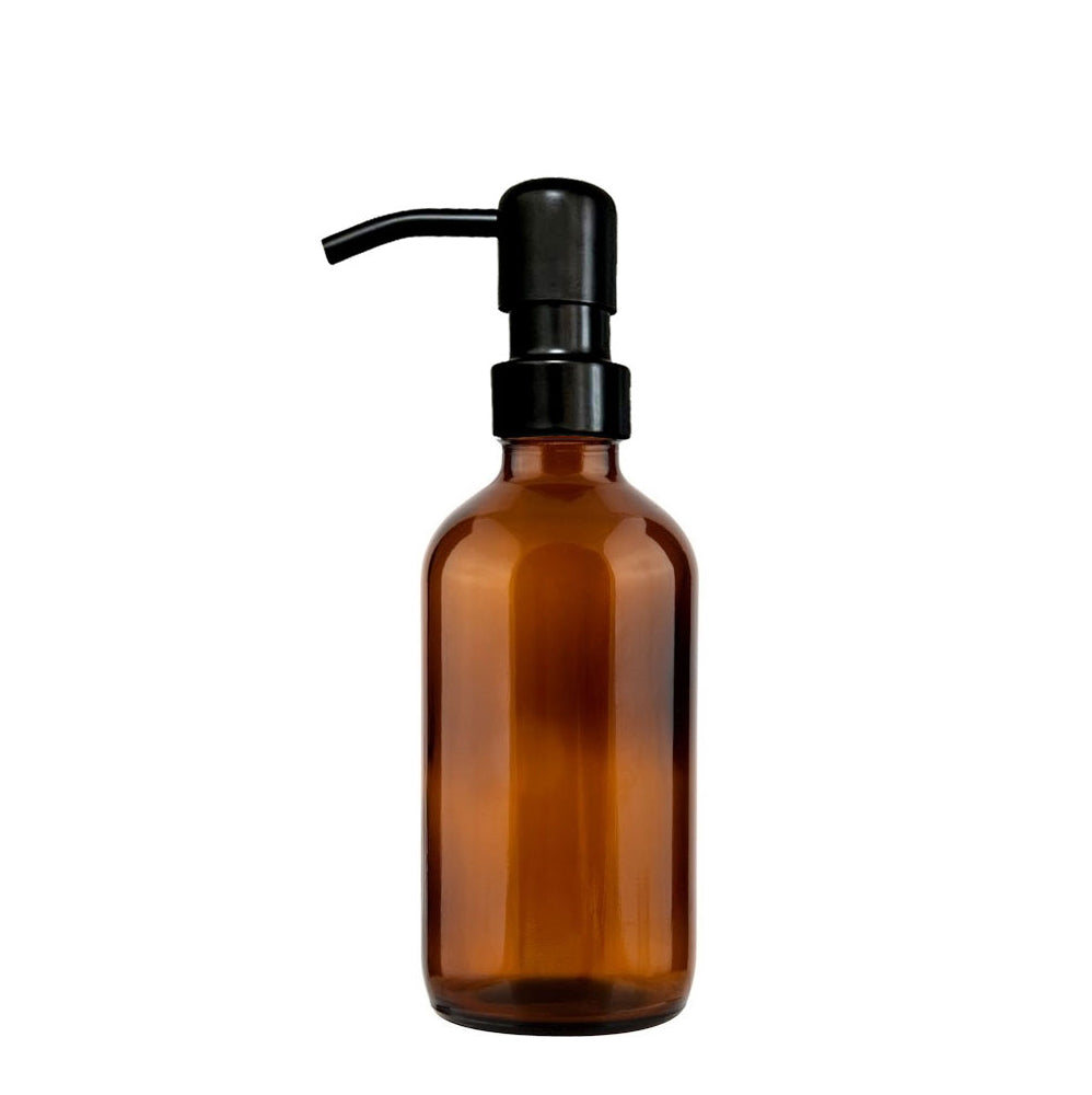 250ml Amber Glass Midi Bottle Dispenser with Matt Black Pump