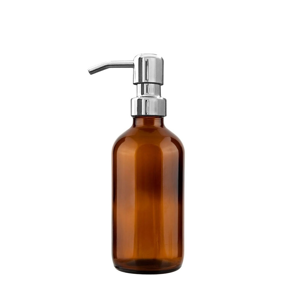 250ml Amber Glass Midi Bottle Dispenser with Chrome Pump