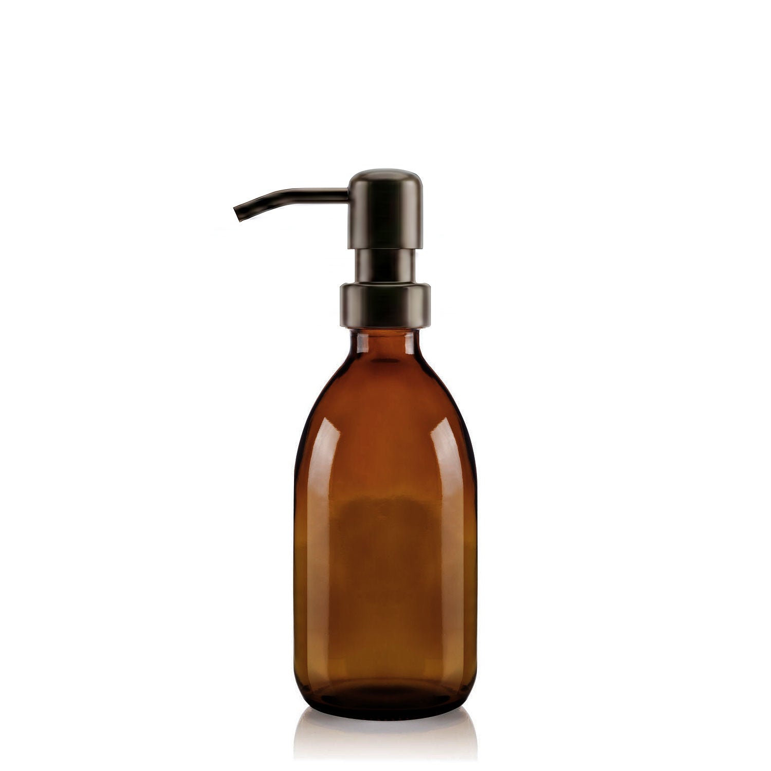 300ml Amber Glass Tulip Soap Dispenser with Black Pump