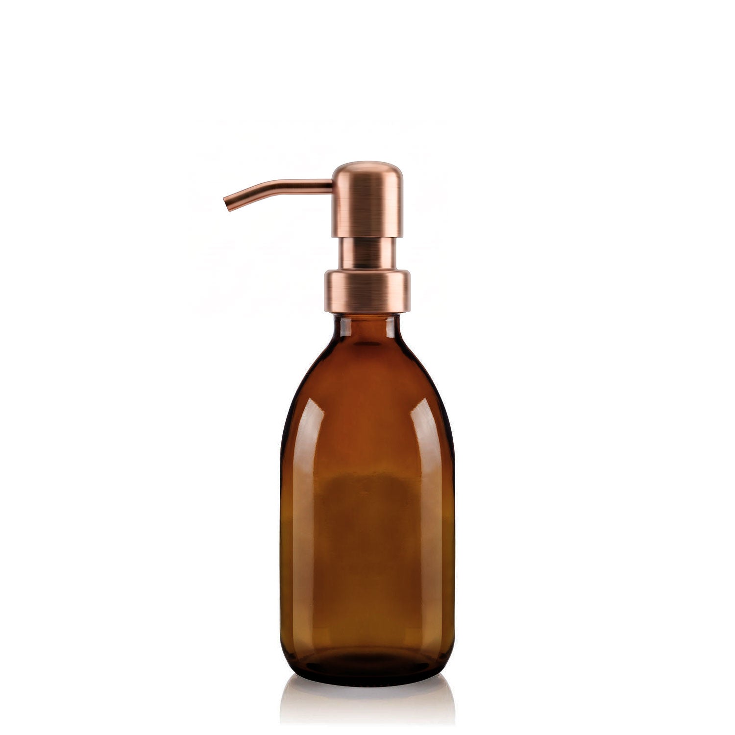 300ml Amber Glass Tulip Soap Dispenser with Copper Pump