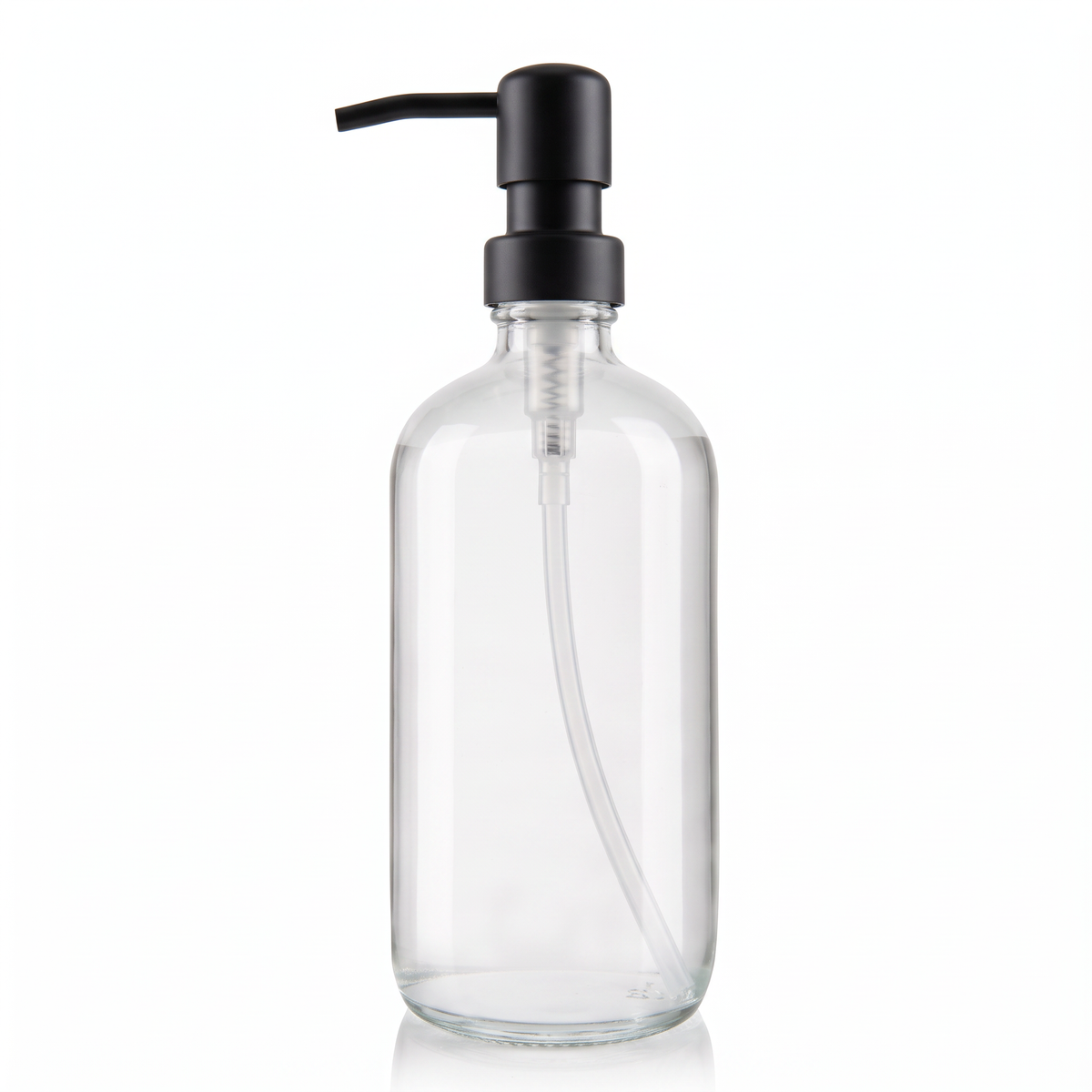 500ml Flint Glass Boston Soap Dispenser with Matt Black Pump