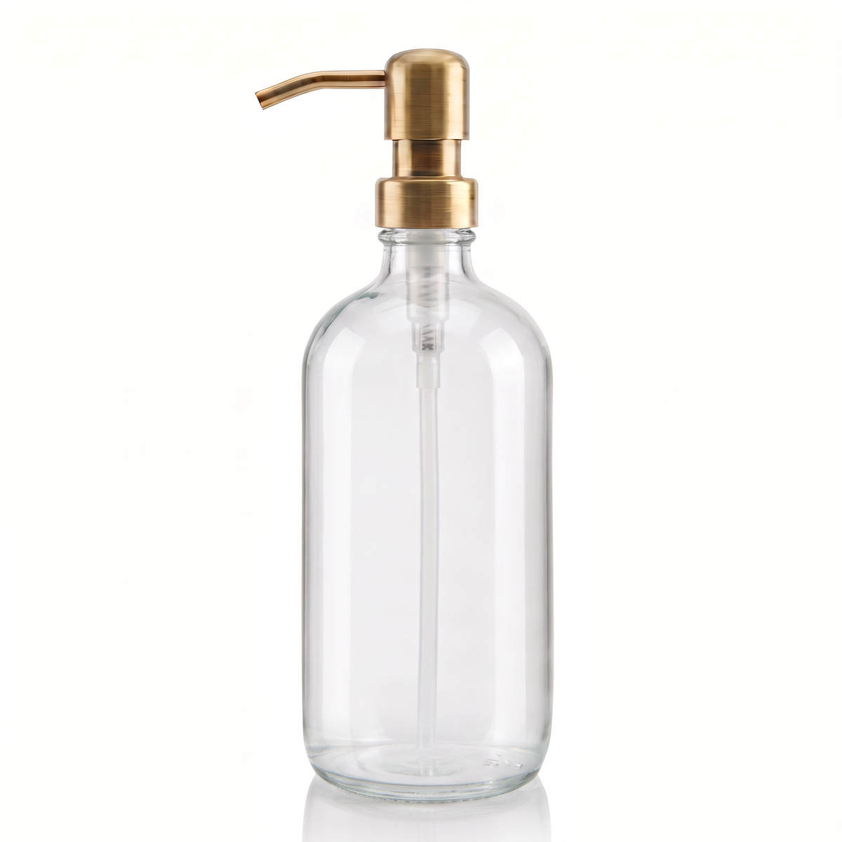 500ml Flint Glass Boston Soap Dispenser with Brass Pump