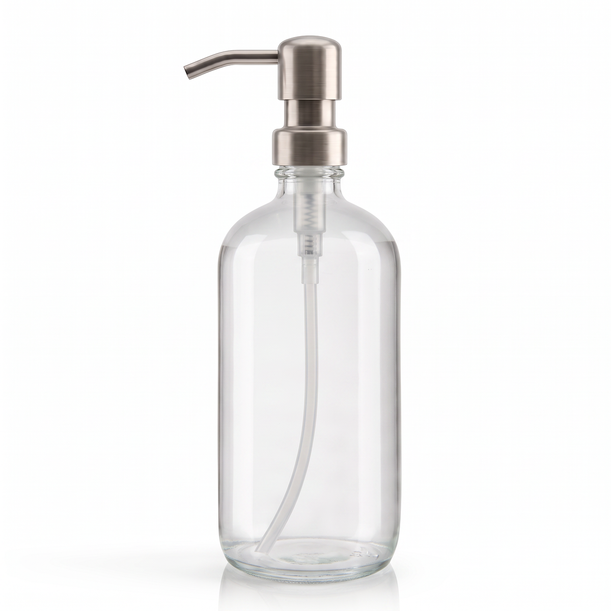500ml Flint Glass Boston Soap Dispenser with Brushed Stainless Steel Pump
