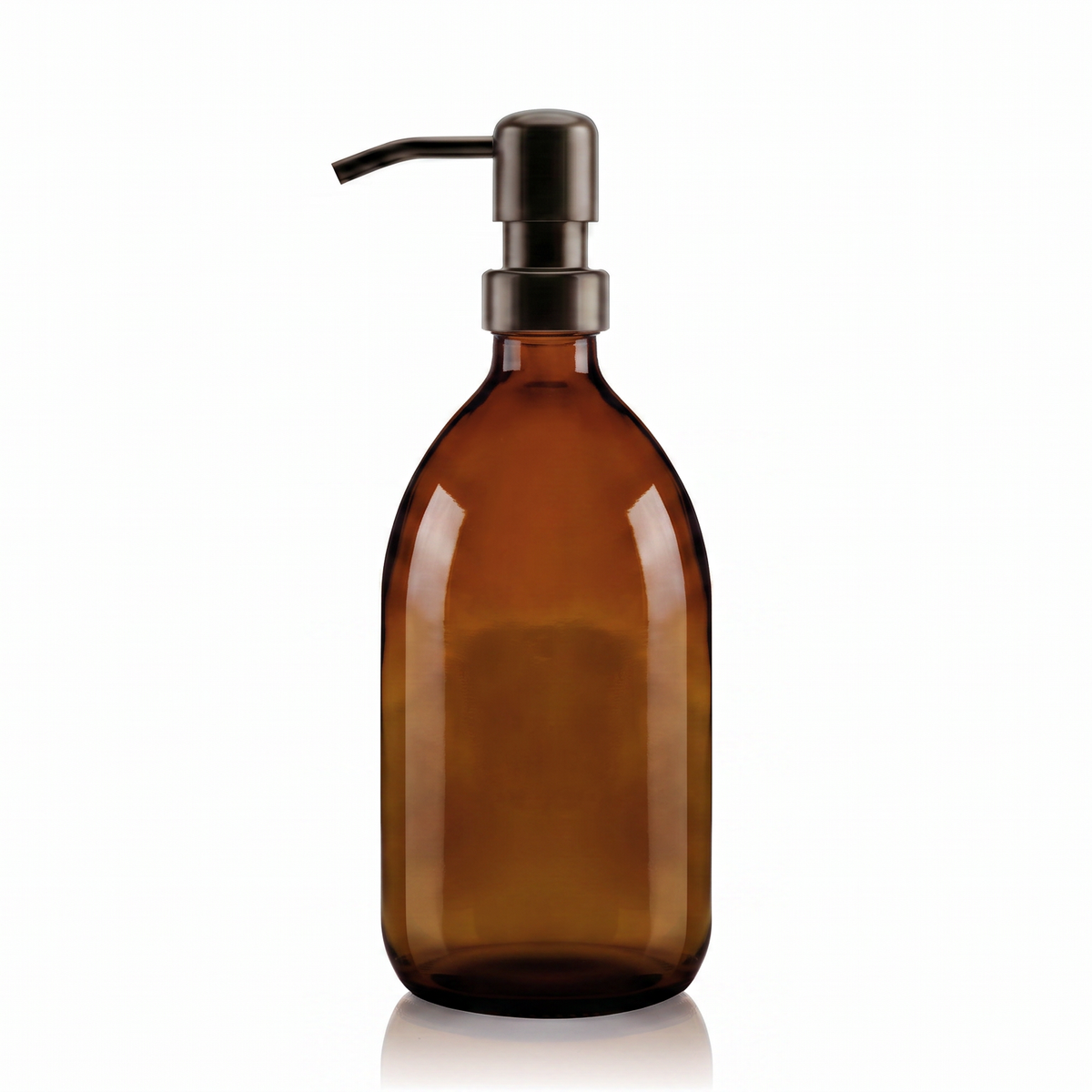 500ml Amber Glass Tulip Soap Dispenser with Matt Black Pump