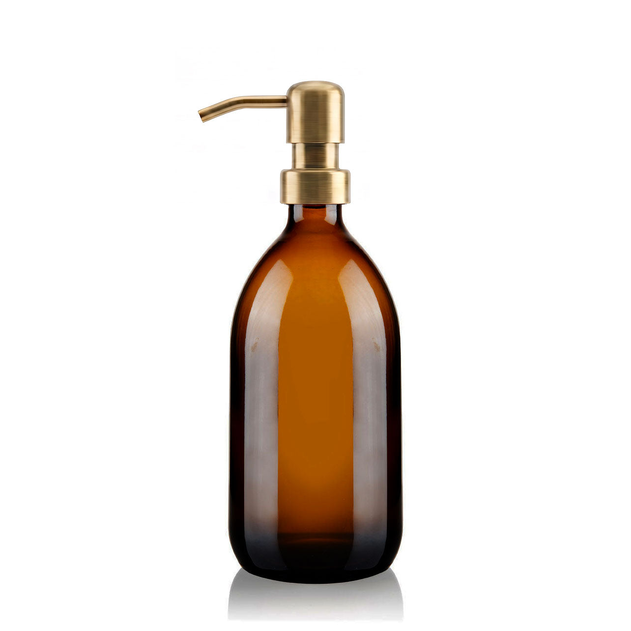 500ml Amber Glass Tulip Soap Dispenser with Brass Pump