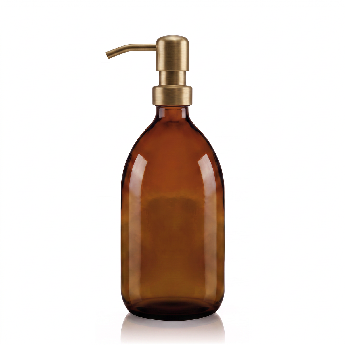 500ml Amber Glass Tulip Soap Dispenser with Brass Pump