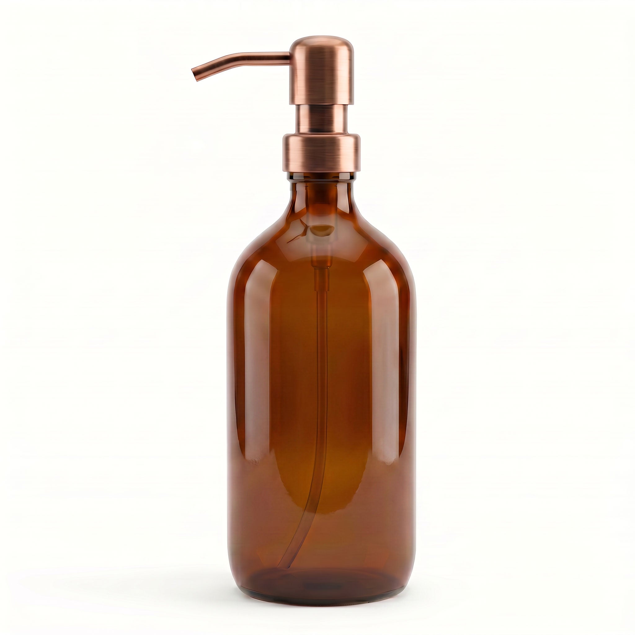 500ml Amber Glass Boston Soap Dispenser with Copper Pump