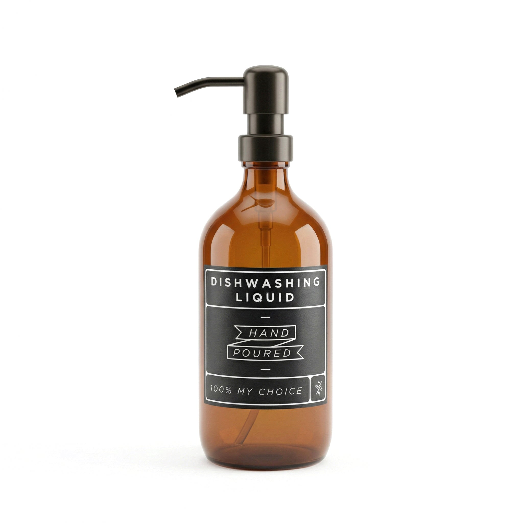 Amber Glass Soap Dispenser with Matt Black Pump - 500mls