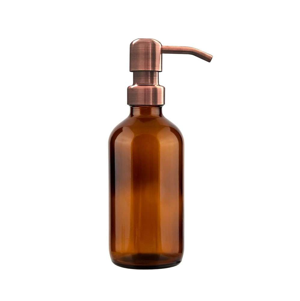 250ml Amber Glass Midi Bottle Dispenser with Copper Pump image 0